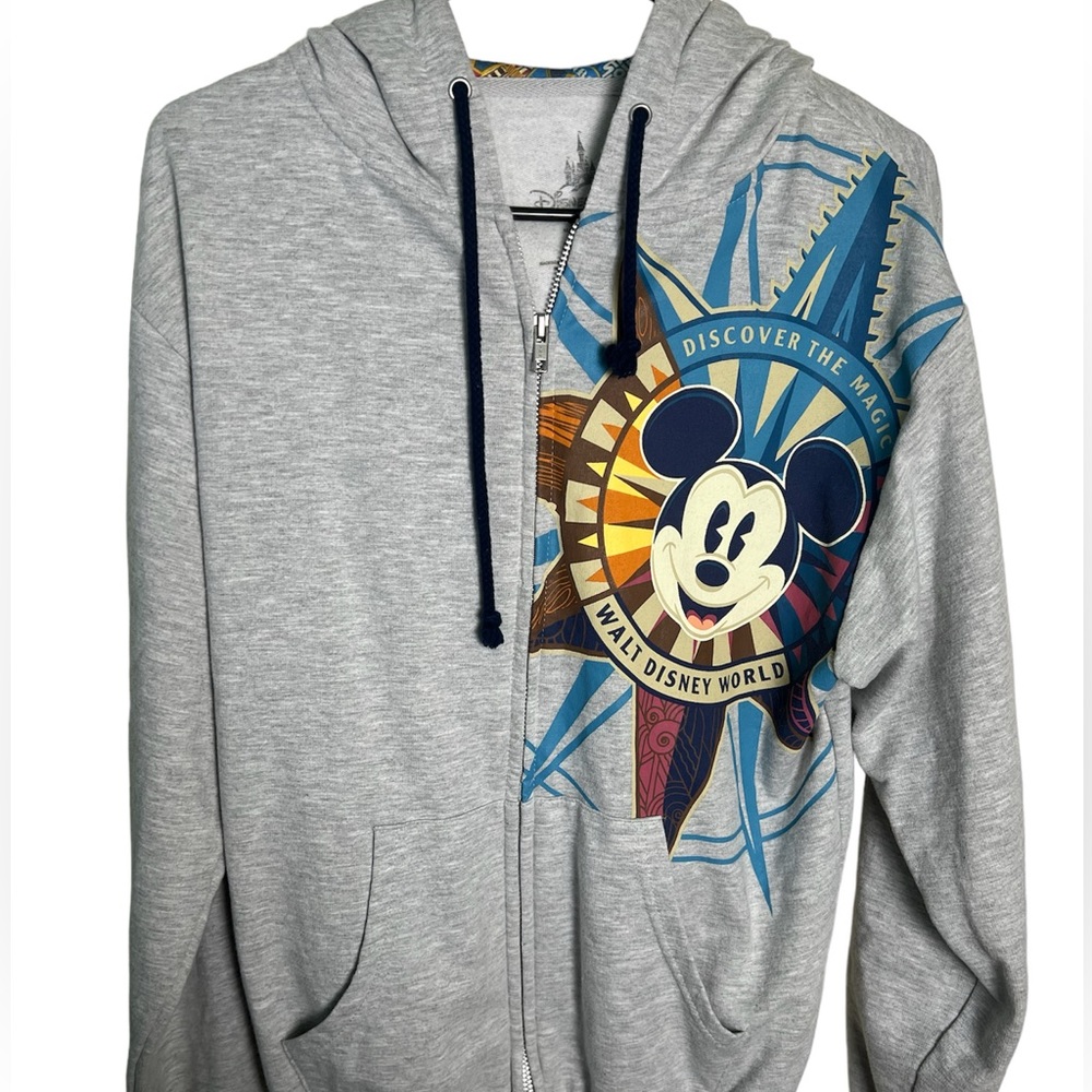 Disney Parks Vintage Gray Disney World Gray Zipper Hoodie Size Small
